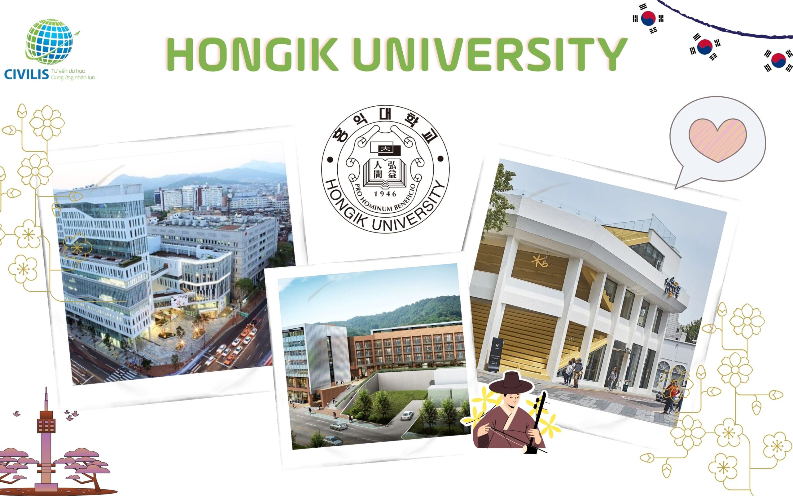 GIỚI THIỆU VỀ TRƯỜNG ĐẠI HỌC HONGIK HÀN QUỐC (홍익대학교)