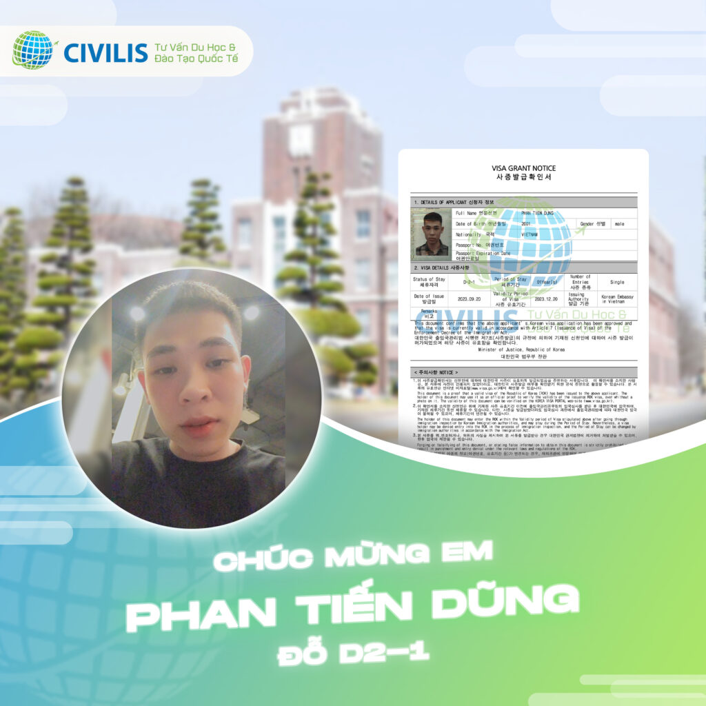 Học viên Civilis Phan Tiến Dũng đỗ D2 - 1