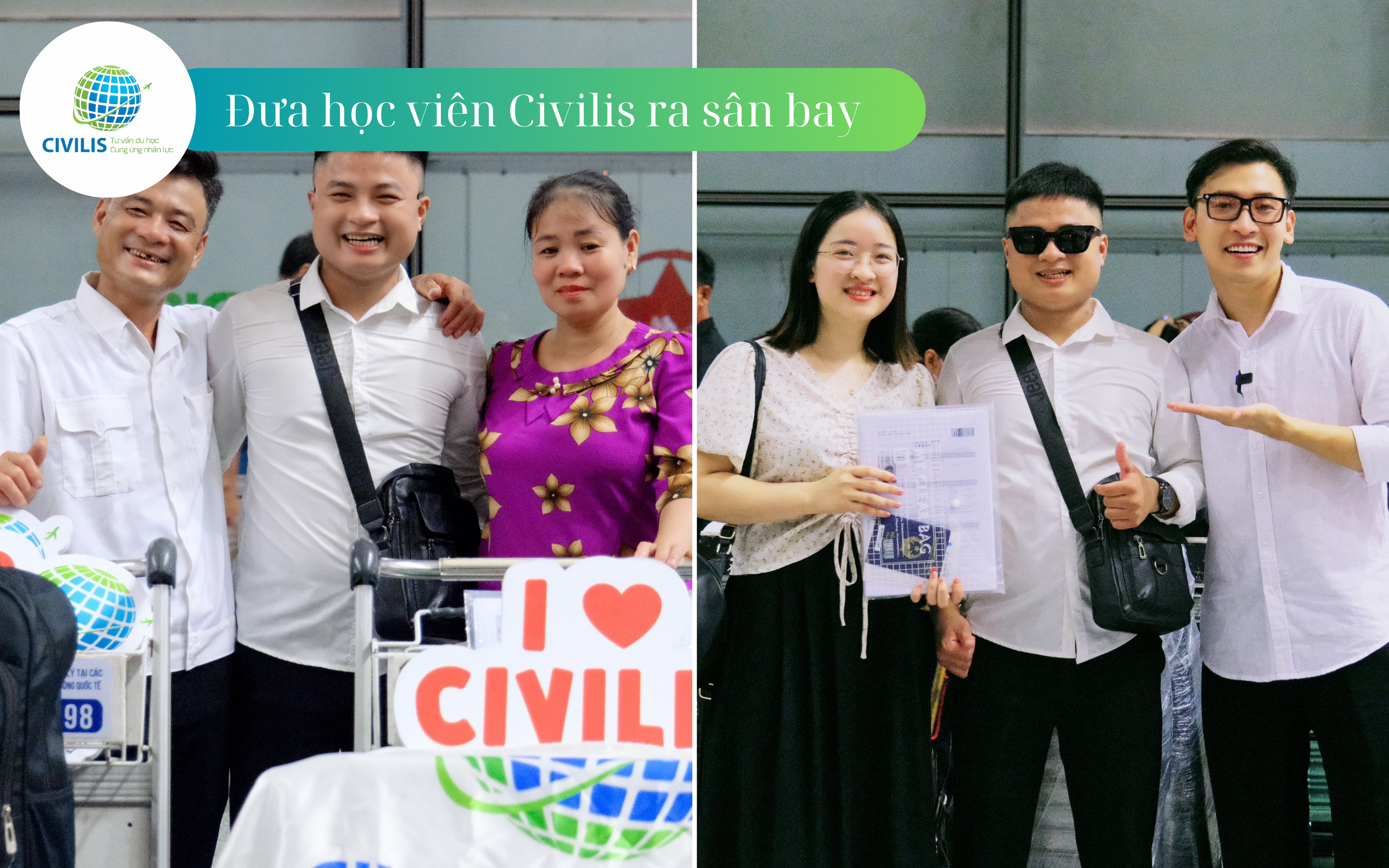 Ảnh chụp đưa tiễn học viên Civilis ra sân bay