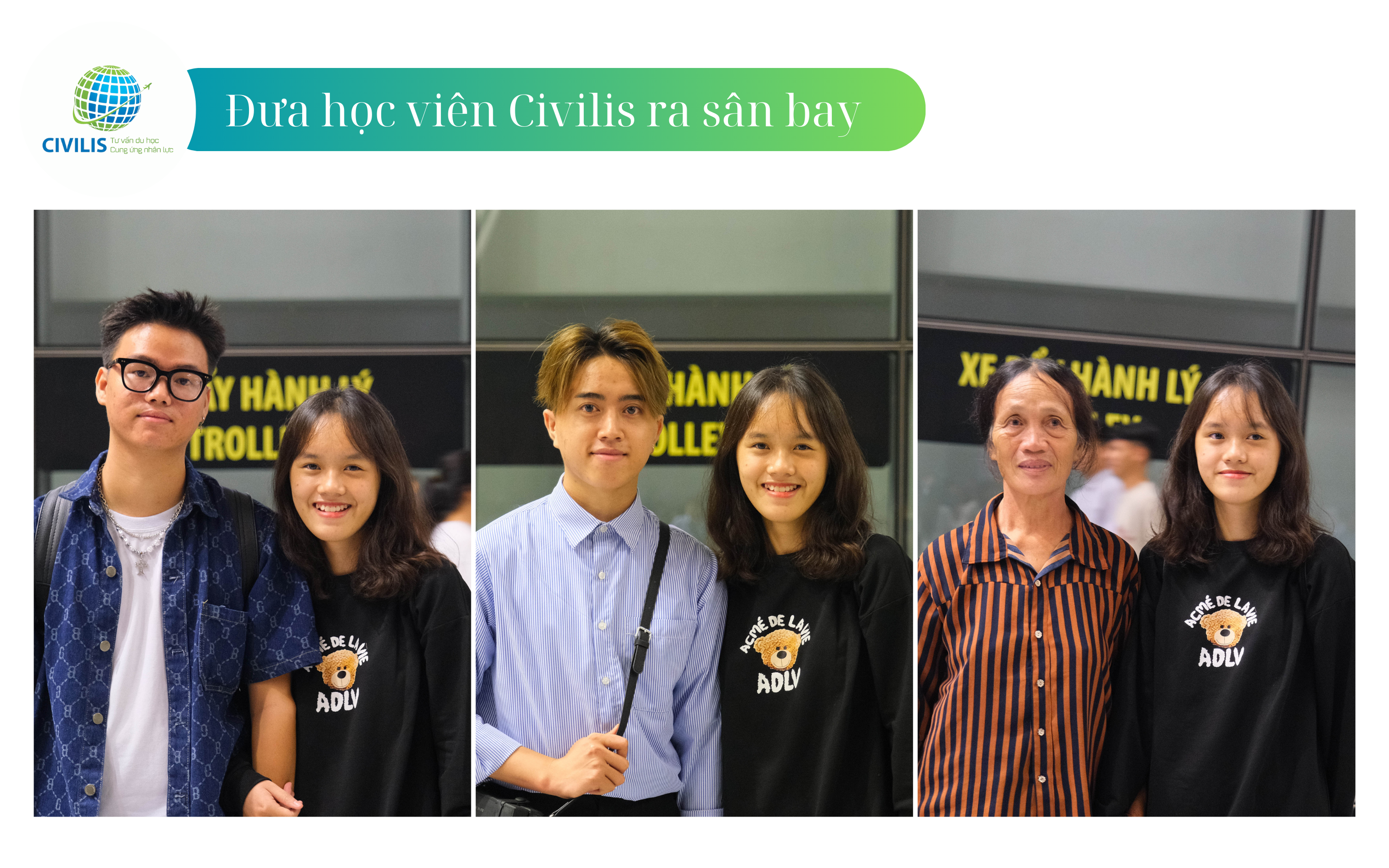 Ảnh chụp đưa tiễn học viên Civilis ra sân bay